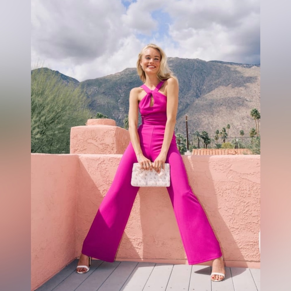 “Perfect Together” Magenta Halter Wide Leg Two Piece Jumpsuit